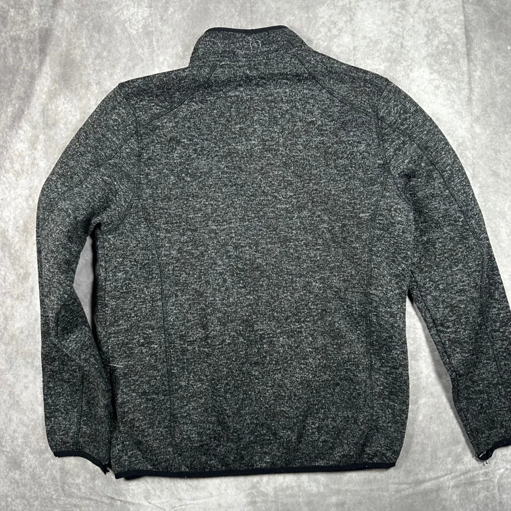 Free Country Mens Large Charcoal Gray Marl Full Zip Sweater Fleece Jacket Pocket